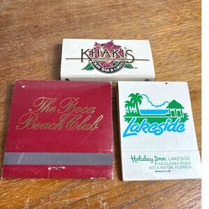 Vintage Boca Raton Florida Matchbooks Boca Beach Club Lakeside Khaki's Raw Bar